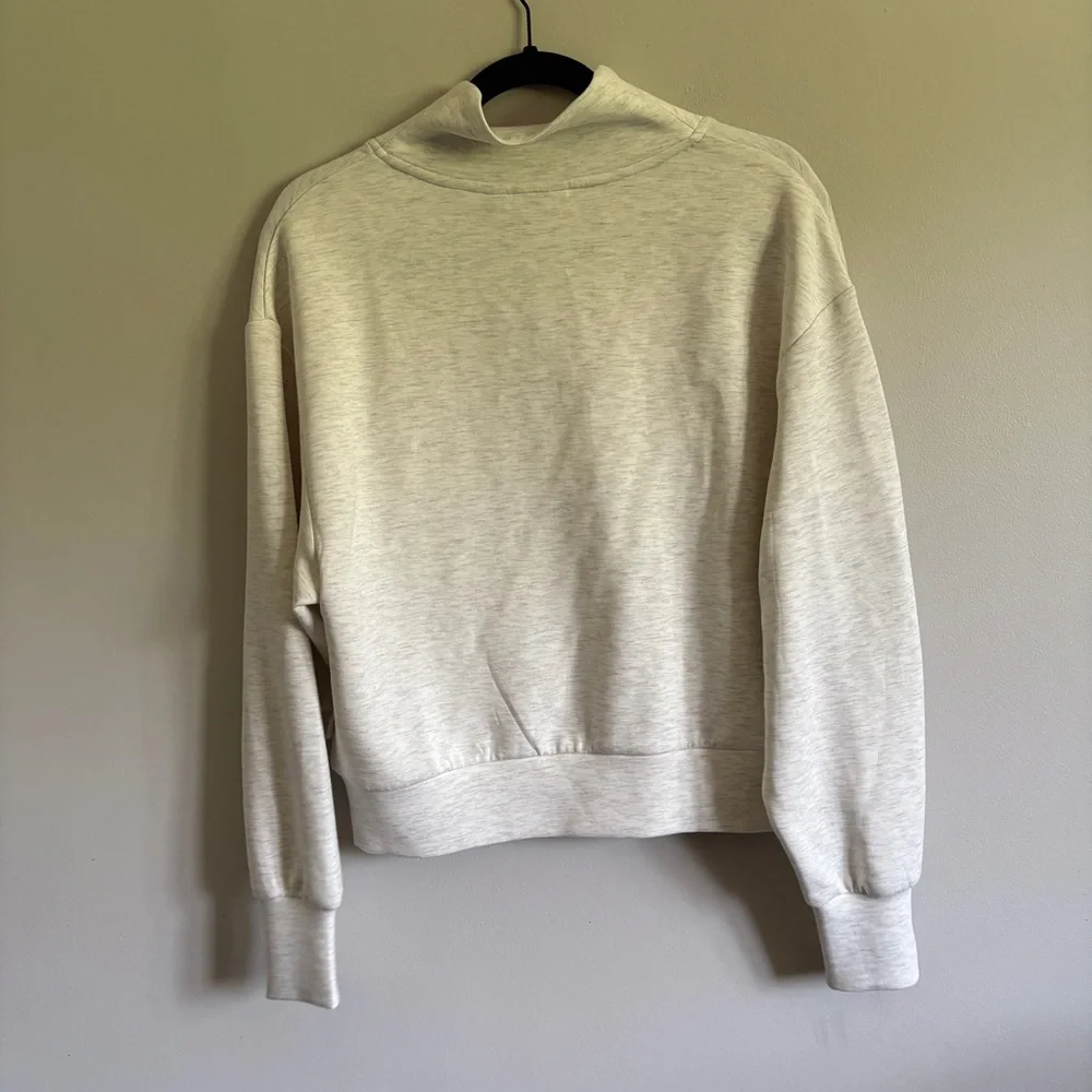 NWT Varley Doublesoft Davidson 1/2 Zip V Neck Supersoft Sweatshirt Sz S Ivory - Picture 5 of 9